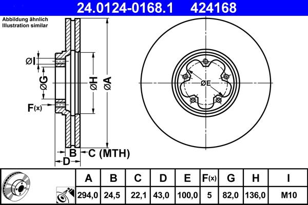 ATE 24.0124-0168.1 - Тормозной диск autospares.lv