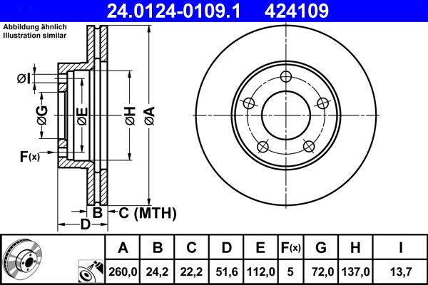 ATE 24.0124-0109.1 - Тормозной диск autospares.lv