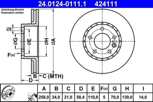 ATE 24.0124-0111.1 - Тормозной диск autospares.lv