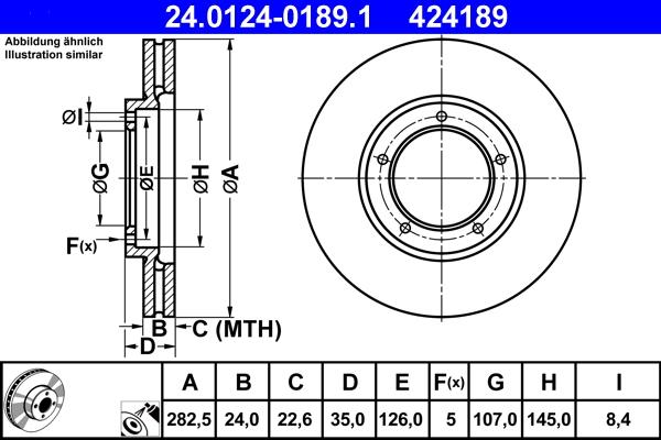 ATE 24.0124-0189.1 - Тормозной диск autospares.lv