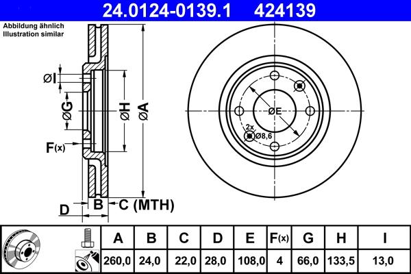 ATE 24.0124-0139.1 - Тормозной диск autospares.lv