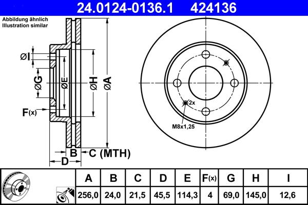 ATE 24.0124-0136.1 - Тормозной диск autospares.lv