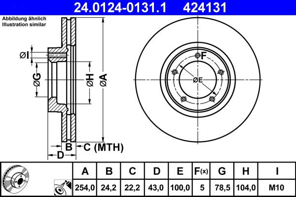ATE 24.0124-0131.1 - Тормозной диск autospares.lv