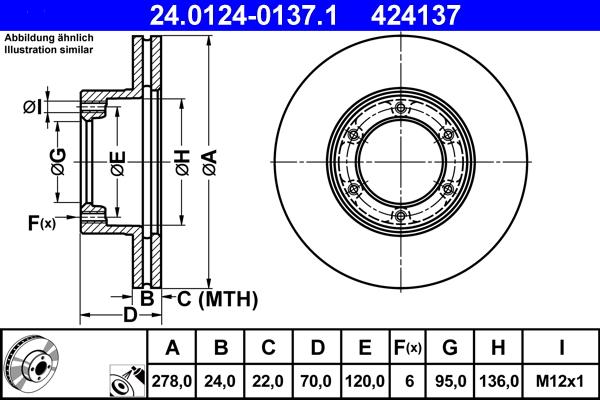 ATE 24.0124-0137.1 - Тормозной диск autospares.lv