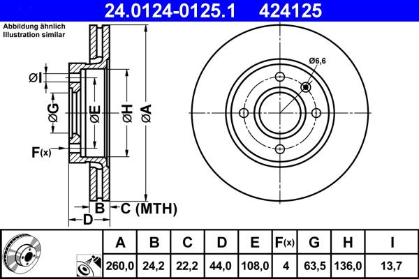 ATE 24.0124-0125.1 - Тормозной диск autospares.lv