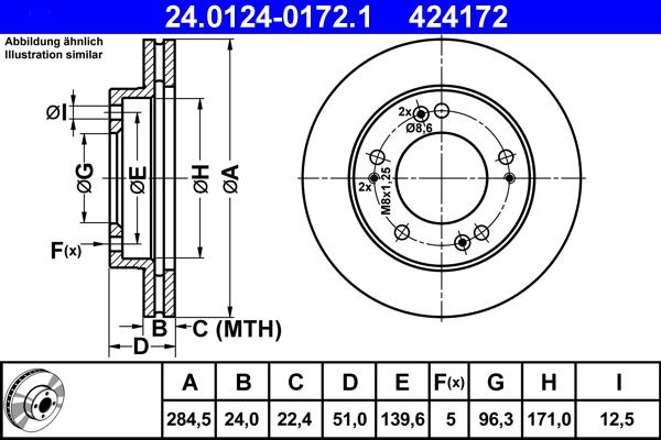 ATE 24.0124-0172.1 - Тормозной диск autospares.lv