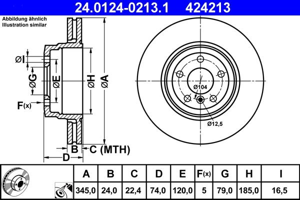 ATE 24.0124-0213.1 - Тормозной диск autospares.lv