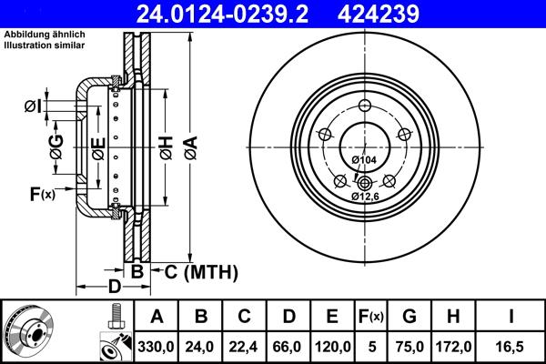 ATE 24.0124-0239.2 - Тормозной диск autospares.lv