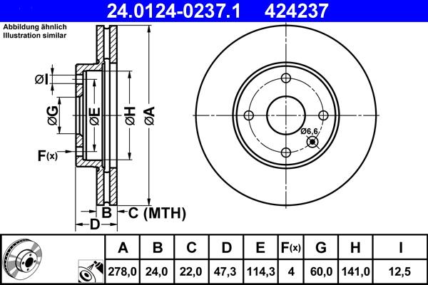 ATE 24.0124-0237.1 - Тормозной диск autospares.lv