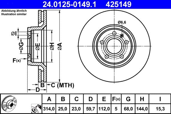 ATE 24.0125-0149.1 - Тормозной диск autospares.lv