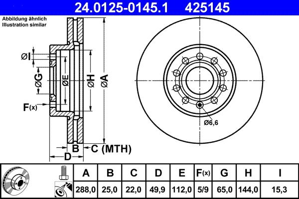 ATE 24.0125-0145.1 - Тормозной диск autospares.lv