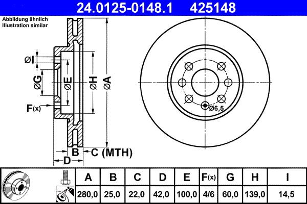 ATE 24.0125-0148.1 - Тормозной диск autospares.lv