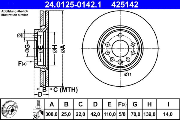 ATE 24.0125-0142.1 - Тормозной диск autospares.lv