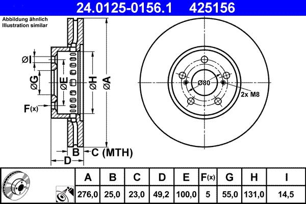 ATE 24.0125-0156.1 - Тормозной диск autospares.lv