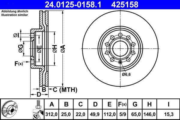 ATE 24.0125-0158.1 - Тормозной диск autospares.lv