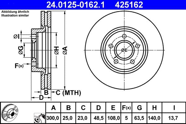 ATE 24.0125-0162.1 - Тормозной диск autospares.lv