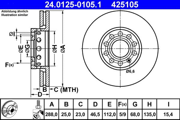 ATE 24.0125-0105.1 - Тормозной диск autospares.lv