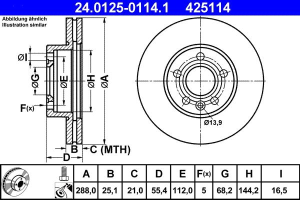 ATE 24.0125-0114.1 - Тормозной диск autospares.lv