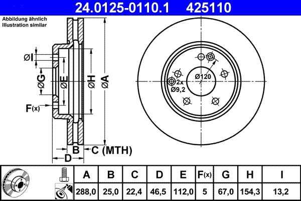 ATE 24.0125-0110.1 - Тормозной диск autospares.lv