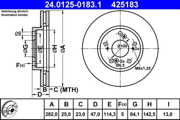 ATE 24.0125-0183.1 - Тормозной диск autospares.lv