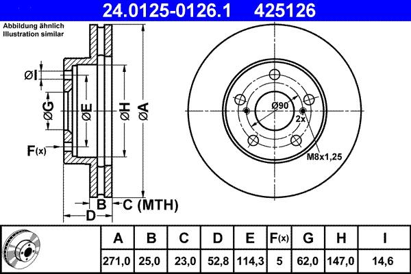 ATE 24.0125-0126.1 - Тормозной диск autospares.lv