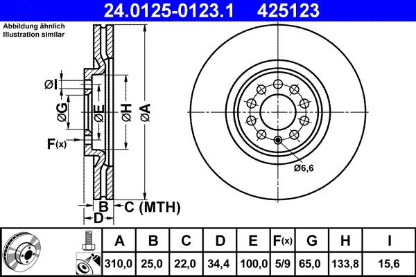 ATE 24.0125-0123.1 - Тормозной диск autospares.lv