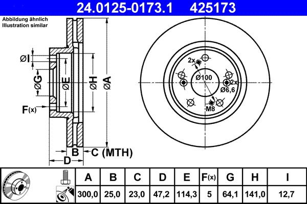 ATE 24.0125-0173.1 - Тормозной диск autospares.lv