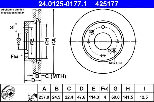 ATE 24.0125-0177.1 - Тормозной диск autospares.lv