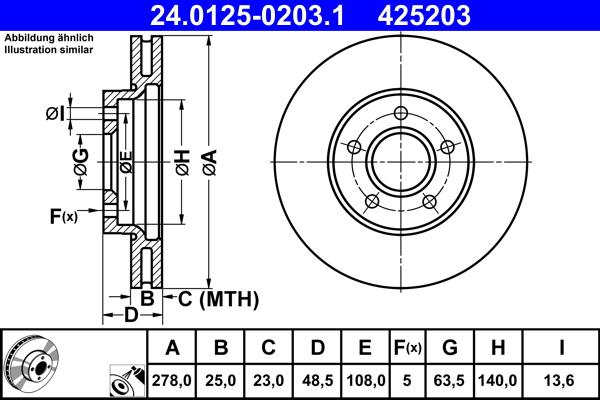 ATE 24.0125-0203.1 - Тормозной диск autospares.lv