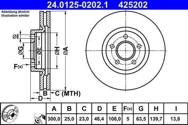 ATE 24.0125-0202.1 - Тормозной диск autospares.lv