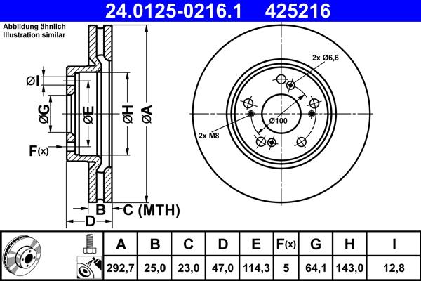 ATE 24.0125-0216.1 - Тормозной диск autospares.lv