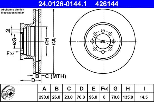 ATE 24.0126-0144.1 - Тормозной диск autospares.lv