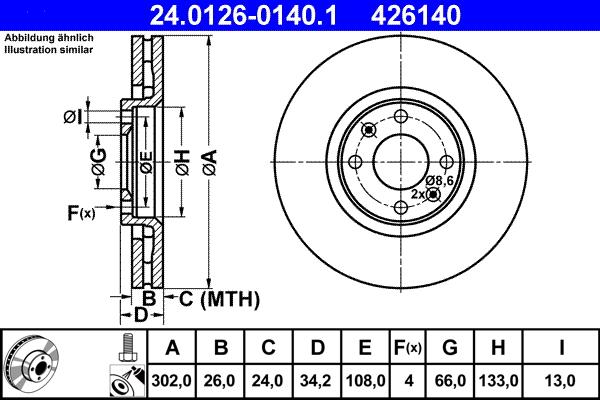 ATE 24.0126-0140.1 - Тормозной диск autospares.lv