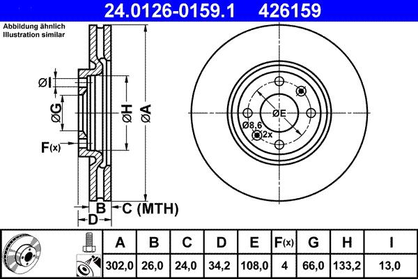 ATE 24.0126-0159.1 - Тормозной диск autospares.lv