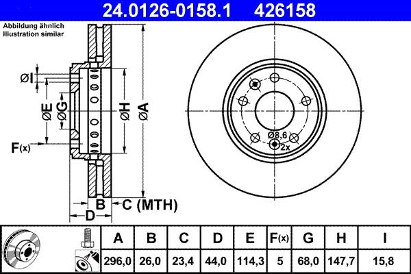 ATE 24.0126-0158.1 - Тормозной диск autospares.lv