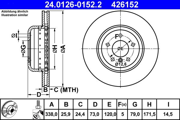 ATE 24.0126-0152.2 - Тормозной диск autospares.lv