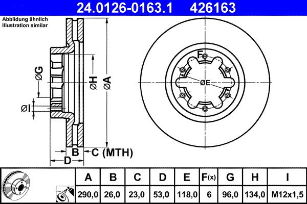 ATE 24.0126-0163.1 - Тормозной диск autospares.lv