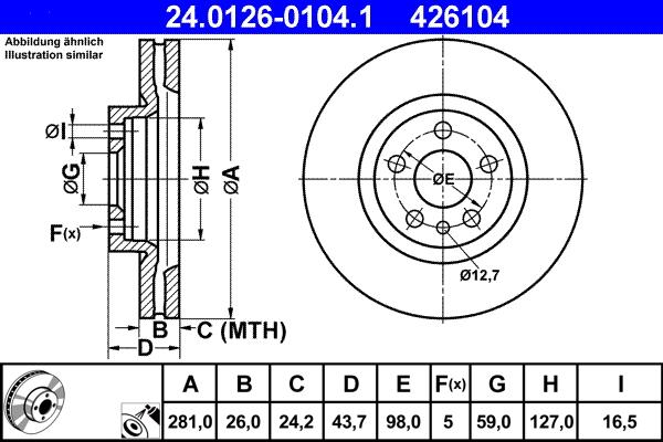 ATE 24.0126-0104.1 - Тормозной диск autospares.lv