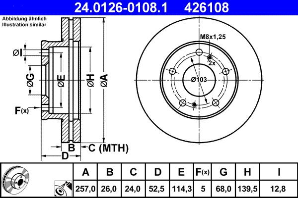 ATE 24.0126-0108.1 - Тормозной диск autospares.lv