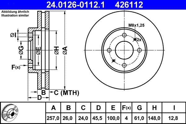 ATE 24.0126-0112.1 - Тормозной диск autospares.lv