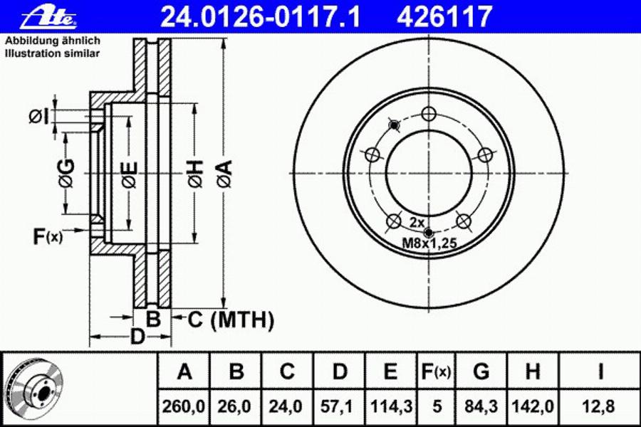 ATE 24 0126 0117 1 - Тормозной диск autospares.lv