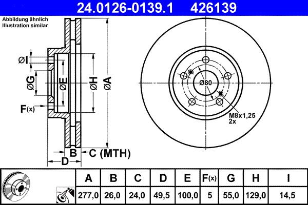 ATE 24.0126-0139.1 - Тормозной диск autospares.lv