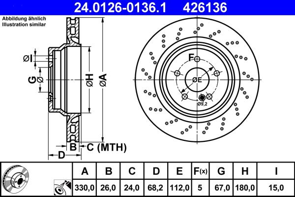 ATE 24.0126-0136.1 - Тормозной диск autospares.lv