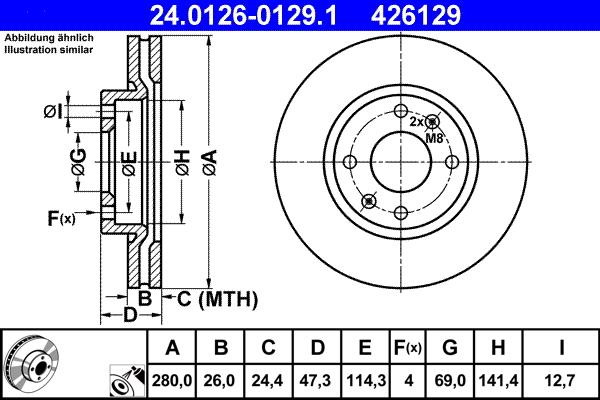 ATE 24.0126-0129.1 - Тормозной диск autospares.lv