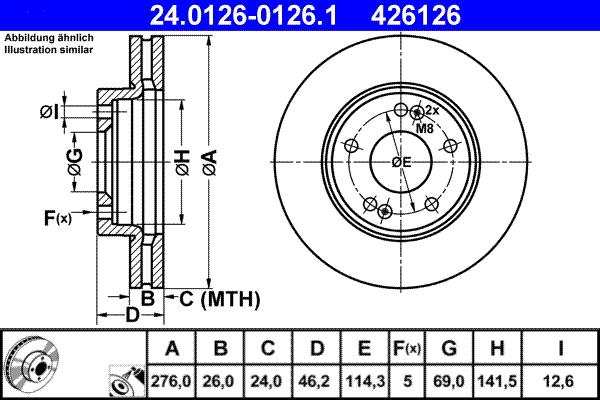 ATE 24.0126-0126.1 - Тормозной диск autospares.lv