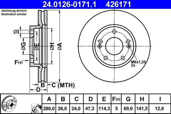 ATE 24.0126-0171.1 - Тормозной диск autospares.lv