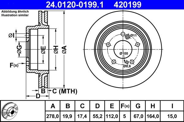 ATE 24.0120-0199.1 - Тормозной диск autospares.lv