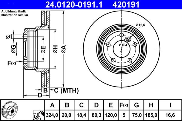 ATE 24.0120-0191.1 - Тормозной диск autospares.lv