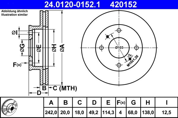 ATE 24.0120-0152.1 - Тормозной диск autospares.lv