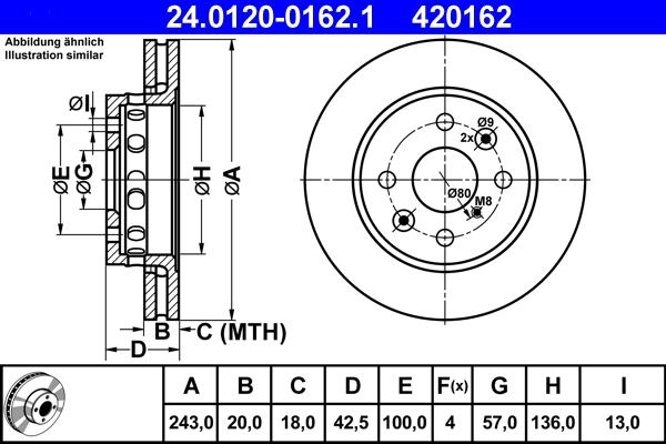 ATE 24.0120-0162.1 - Тормозной диск autospares.lv